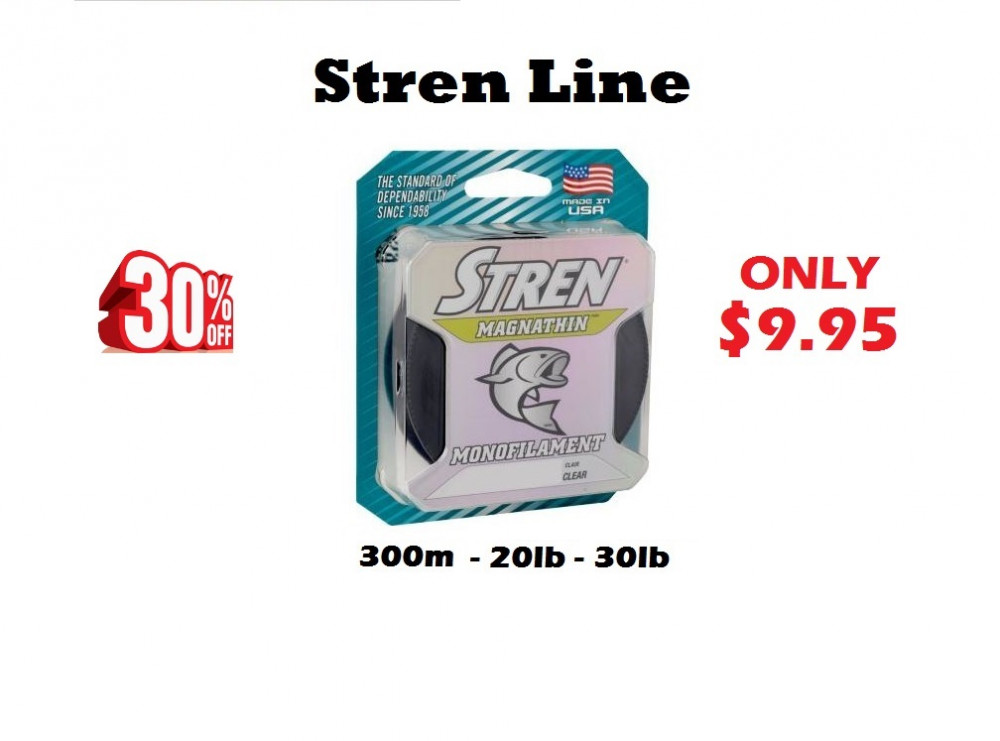 Stren Magnathin Monofilament Line 300m 20 or 30lb - Only $9.95