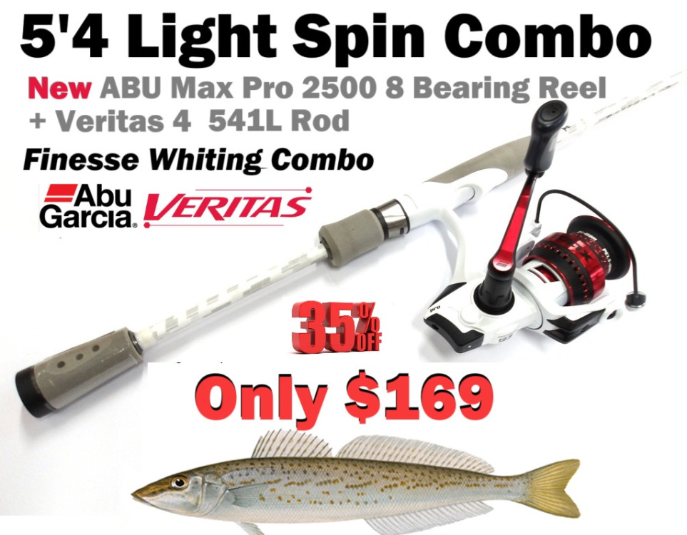 ABU Max Pro 2500 Reel + Veritas 4 541L Rod Light Spin / Fineses